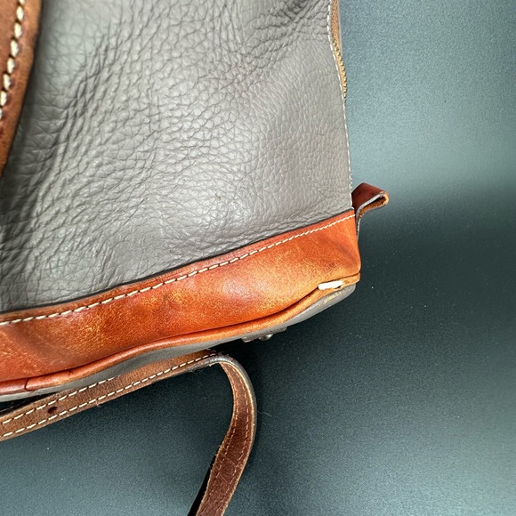 Flawed Dooney & Bourke Tan and Gray Leather Satchel - Picture 5 of 13